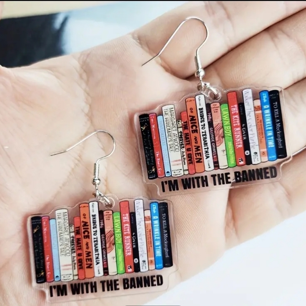 NWT! Y2K Cute Novel Acrylic I'm With The Banned Earrings NEW